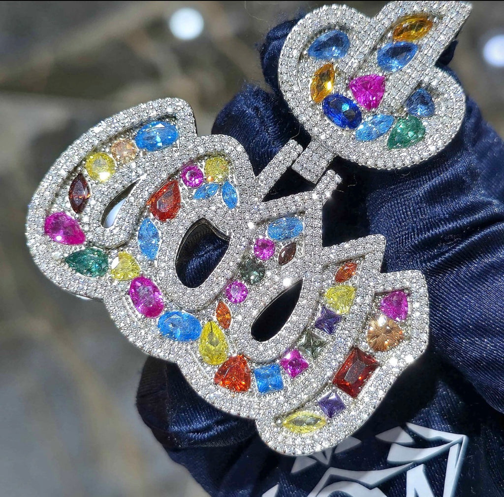 Moissanite Fancy Cut Color Allah Pendant