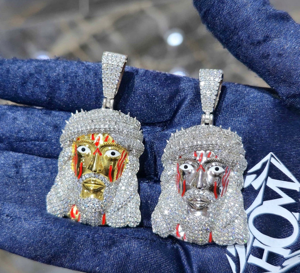 Iced Out Jesus Pendant 💎 925 Silver Moissanite – Diamond Look ✨