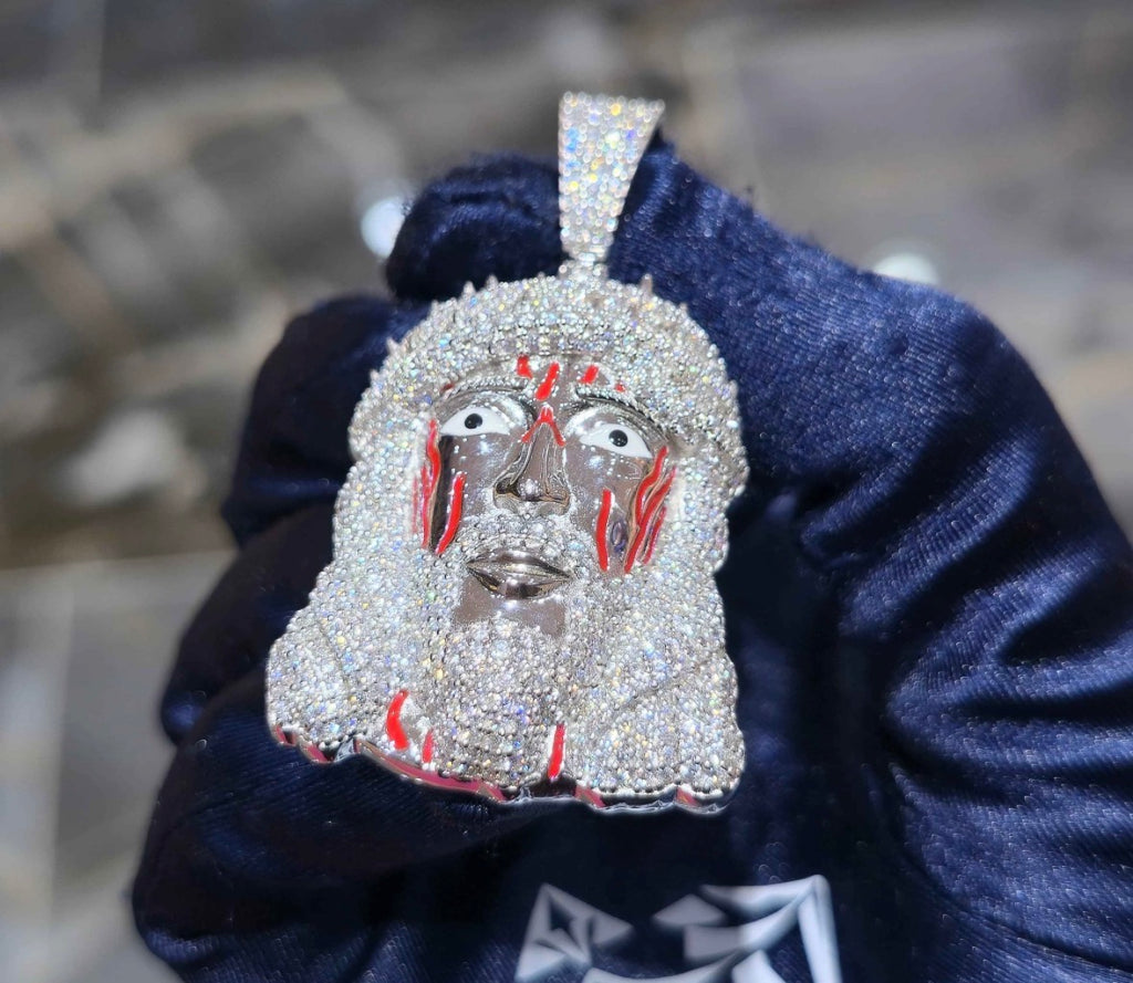 Iced Out Jesus Pendant 💎 925 Silver Moissanite – Diamond Look ✨