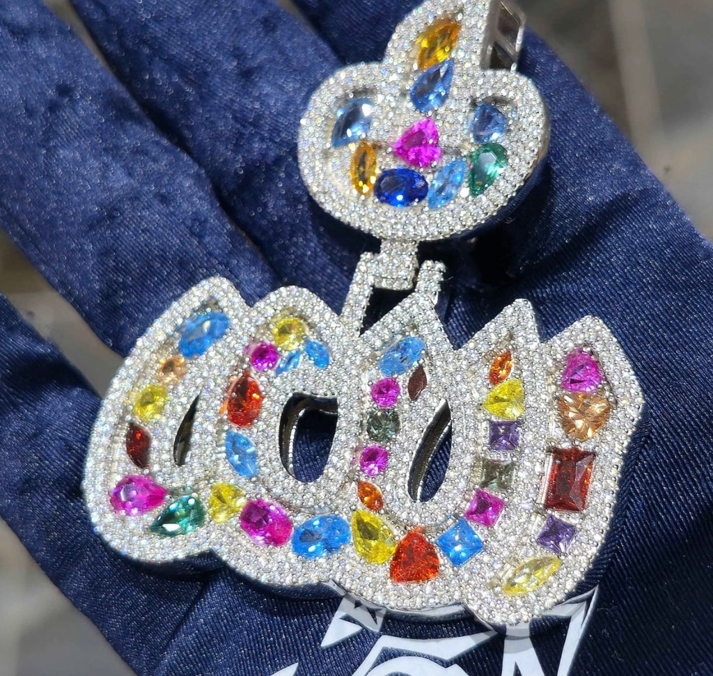 Moissanite Fancy Cut Color Allah Pendant